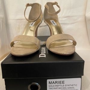 Mariee Dune London Gold-Reptile-Synthetic Two Part Mid Heel Sandal
